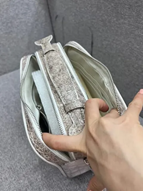 Vietnam Genuine Himalayan Alligator Crocodile Leather Golf Shoe Bag White and Grey