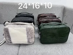 Vietnam Genuine Himalayan Alligator Crocodile Leather Golf Shoe Bag White and Grey