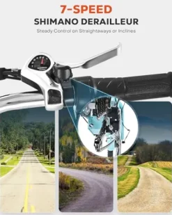 Viribus 26″ Electric Tricycle for Adults, 7 Speed Electric Trike with 350W Motor UL Certified 36V 13Ah Battery, Aqua