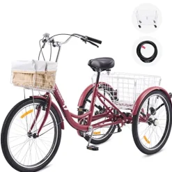 Viribus Adult Tricycle 7 Speed 24″ Red