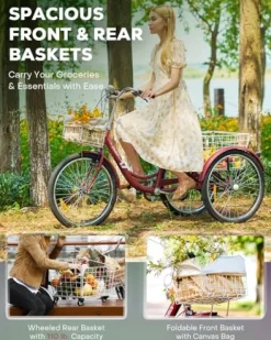 Viribus Adult Tricycle 7 Speed 24″ Red