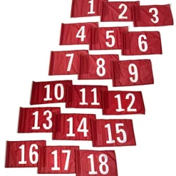 Vispronet Numbered Golf Flags (18) 20in x 14in Red & White #1-18