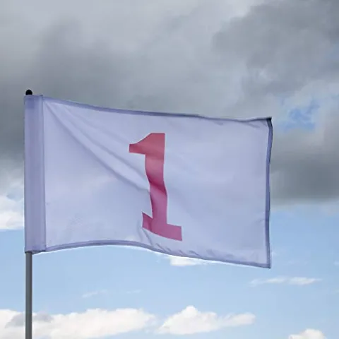 Vispronet Numbered Golf Flags (18) – 20in x 14in White & Red Numbered Flags for Golf Course