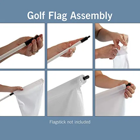 Vispronet Numbered Golf Flags (18) – 20in x 14in White & Red Numbered Flags for Golf Course