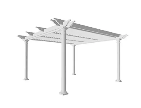 Vita 12×12 Foot White Vinyl Aberdeen Pergola with Adjustable Shade Louvres