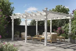 Vita 12×16 Foot White Vinyl Barcelona Flat Top Pergola