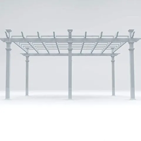 Vita 12×16 Foot White Vinyl Barcelona Flat Top Pergola