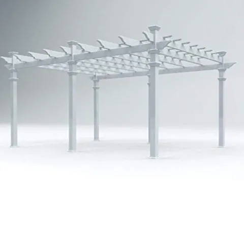 Vita 12×16 Foot White Vinyl Barcelona Flat Top Pergola