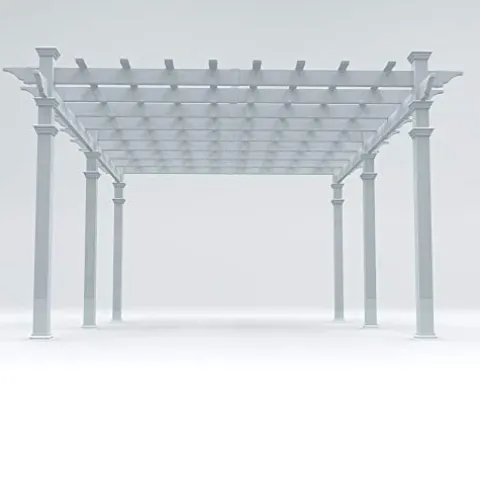 Vita 12×16 Foot White Vinyl Barcelona Flat Top Pergola