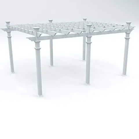 Vita 12×16 Foot White Vinyl Barcelona Flat Top Pergola