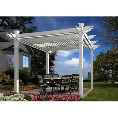 Vita Avalon 10′ x 10′ Adjustable Louvered Vinyl Pergola White