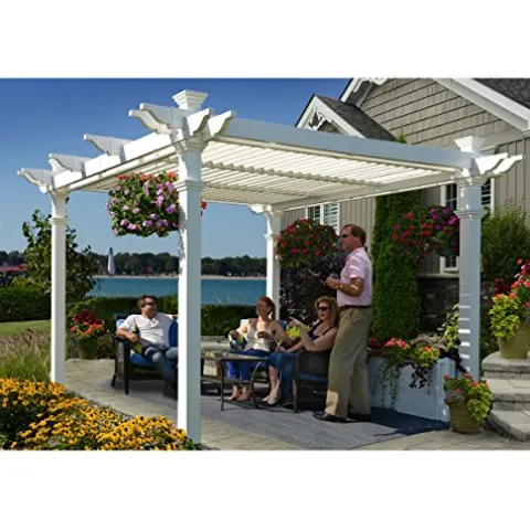 Vita Avalon 10′ x 10′ Adjustable Louvered Vinyl Pergola White