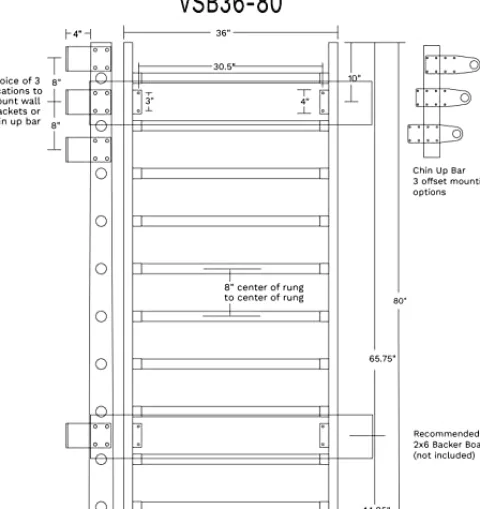 Vita Barre VSB36-80 – 36″ Wide Stall Bars (Swedish Bars) – 80″ Tall
