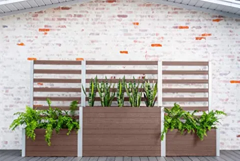 Vita Urbana 11-Foot Embossed Vinyl Parklette Planter Combo with Trellis Espresso Brown