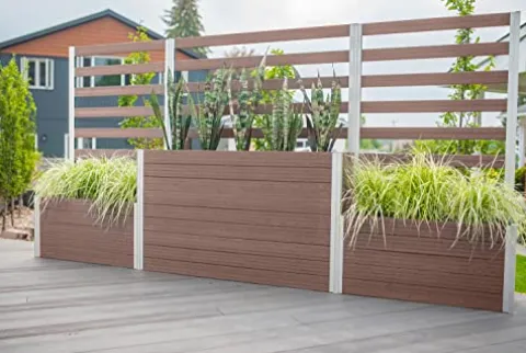 Vita Urbana 11-Foot Embossed Vinyl Parklette Planter Combo with Trellis Espresso Brown