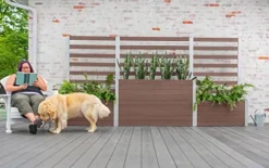 Vita Urbana 11-Foot Embossed Vinyl Parklette Planter Combo with Trellis Espresso Brown