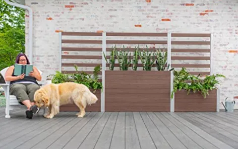 Vita Urbana 11-Foot Embossed Vinyl Parklette Planter Combo with Trellis Espresso Brown