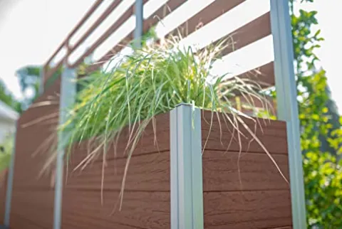 Vita Urbana 11-Foot Embossed Vinyl Parklette Planter Combo with Trellis Espresso Brown