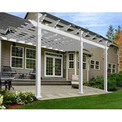 Vita Valencia 12′ x 16′ Attached Vinyl Pergola White