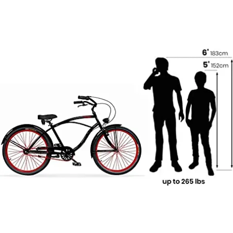 Vivelo Rider Beach Cruiser Men’s Bike 26-Inch 3-Speed Monza