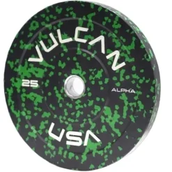 VULCAN 160 lb Alpha Bumper Plate Set Yellow Fleck Green Fleck Grey Fleck
