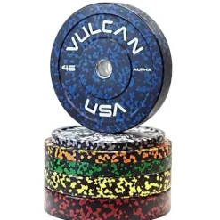 VULCAN Alpha Bumper Plate Set Blue/Yellow/Green/Orange/Grey Fleck