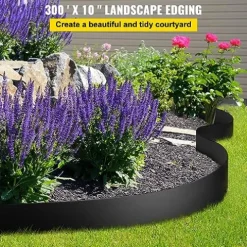 WACTO Flexible Landscape Edging 10″ Depth 300 ft Recycled HDPE Black