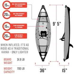 Waimea Bay Rigid Inflatables Drifter 1 Seater Inflatable Fishing Kayak Multicolor