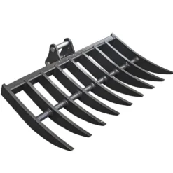 Wallemac Land Clearing Root Rake 36″ for Bobcat Mini Excavator Dark Grey