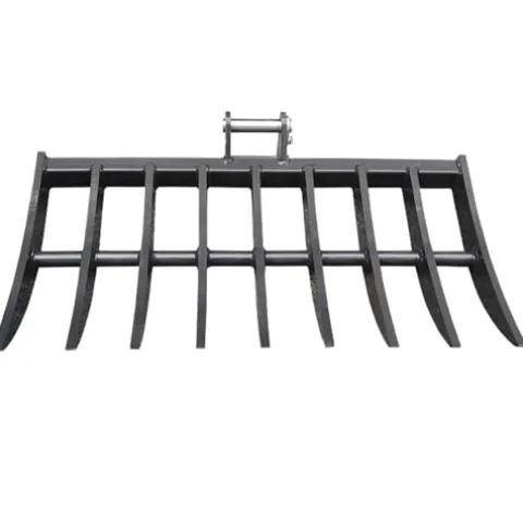 Wallemac Land Clearing Root Rake 36″ for CAT Mini Excavator Dark Grey