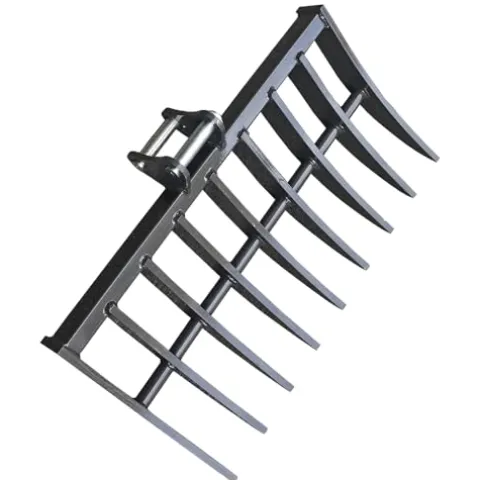 Wallemac Land Clearing Root Rake 36″ for CAT Mini Excavator Dark Grey