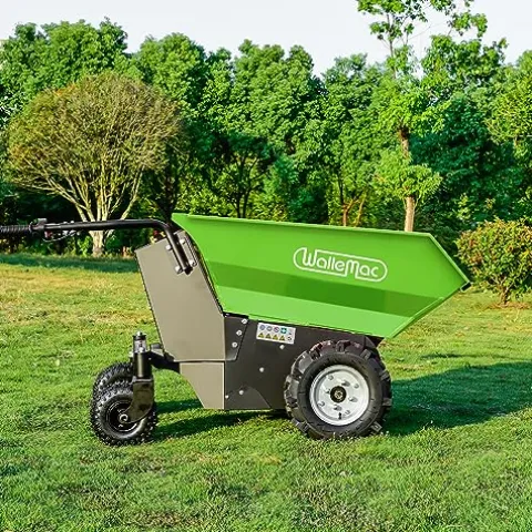 Wallemac 1100lb Loading Capacity 48V Battery Powered Electric Wheelbarrow Green