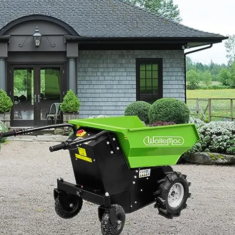 Wallemac 1100lb Loading Capacity 48V Battery Powered Electric Wheelbarrow Green