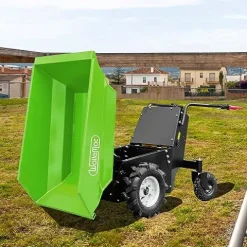 Wallemac 1100lb Loading Capacity 48V Battery Powered Electric Wheelbarrow Green