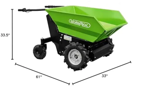 Wallemac 1100lb Loading Capacity 48V Battery Powered Electric Wheelbarrow Green
