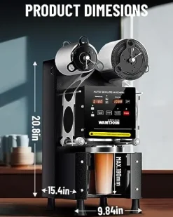 WantJoin Full Automatic Cup Sealing Machine 90/95mm Digital LCD Black