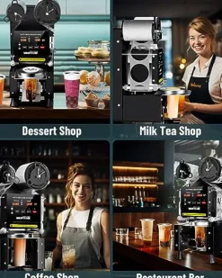 WantJoin Full Automatic Cup Sealing Machine 90/95mm Digital LCD Black