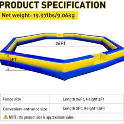 WARSUN Giant 26Ft Inflatable Gaga Ball Pit with Built-in Blower Blue&Yellow