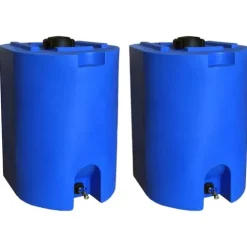 WaterPrepared 2 Pack 55 Gallon Stackable Rain Barrel Storage Blue