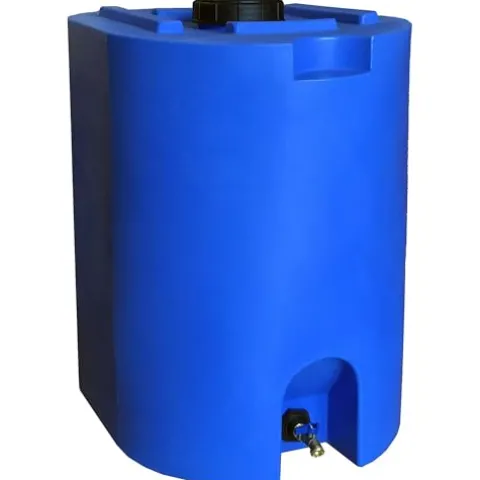 WaterPrepared 2 Pack 55 Gallon Stackable Rain Barrel Storage Blue