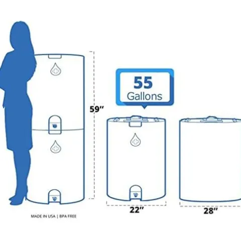 WaterPrepared 2 Pack 55 Gallon Stackable Rain Barrel Storage Blue