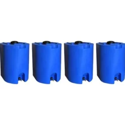 WaterPrepared 4 Pack 55 Gallon Stackable Rain Barrel Storage Blue