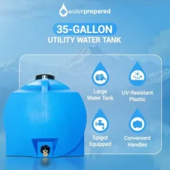 WaterPrepared 3 Pack Portable Water Tank 35 Gallon Blue
