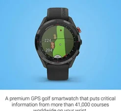 Wearable4U Garmin Approach S62 Premium GPS Black Golf Watch with Black Earbuds Bundle