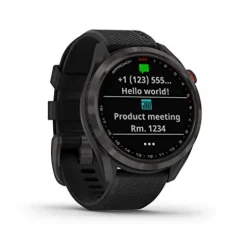 Wearable4U Garmin Approach S42 Premium GPS Golf Watch Gunmetal Black Silicone Band