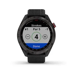 Wearable4U Garmin Approach S42 Premium GPS Golf Watch Gunmetal Black Silicone Band