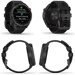 Wearable4U Garmin Approach S42 Premium GPS Golf Watch Gunmetal Black Silicone Band