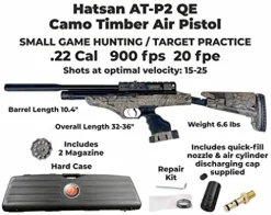 Wearable4U Hatsan at-P2 QE QuietEnergy Tact PCP Air Rifle .22 Cal Timber Bundle with Pellets and Targets