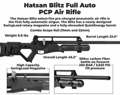 Wearable4U Hatsan Blitz Full Auto PCP .25 Cal Air Rifle Bundle with 150 Pellets & 100 Targets