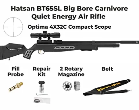 Wearable4U Hatsan BT 65 SL QE Big Bore Carnivore .30 Cal PCP Air Rifle Bundle w/Scope, Targets & Pellets